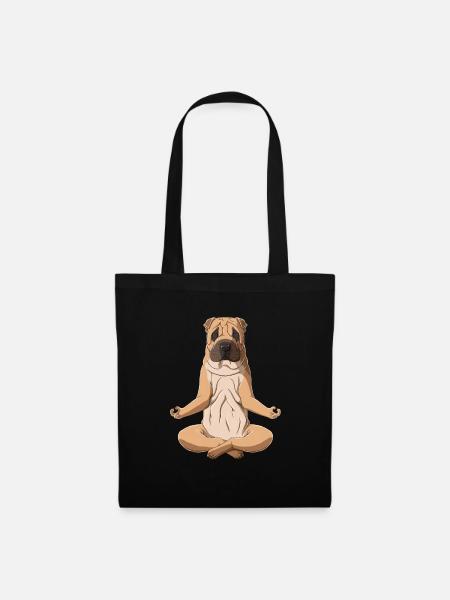 Yoga Shar Pei Hund - Stoffbeutel - Schwarz