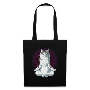 Norwegische Waldkatze Meditation - Stoffbeutel - Schwarz - Vorne