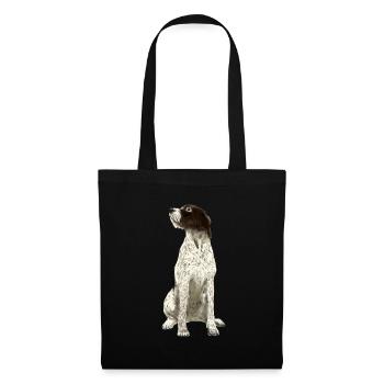 Sitzender Cesky Fousek Hund - Stoffbeutel - Schwarz - Vorne