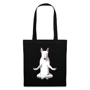 Meditierender Bullterrier Hund - Stoffbeutel - Schwarz - Vorne