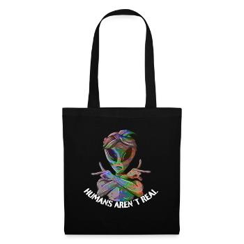 Cooles Alien mit lustigem Spruch Glitch Vaporwave - Stoffbeutel - Schwarz - Vorne