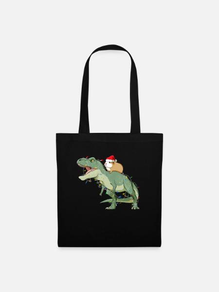 Weihnachtsmann T Rex und Meerschweinchen - Stoffbeutel - Schwarz