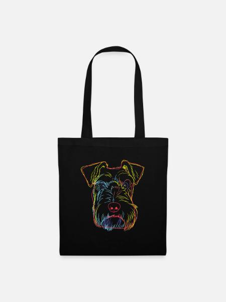Bunte Schnauzer Hund - Stoffbeutel - Schwarz