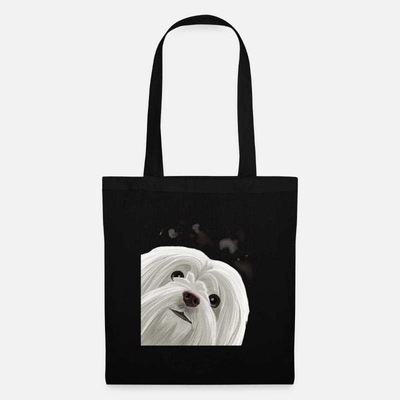 Curious Maltese Dog - Tote Bag - black