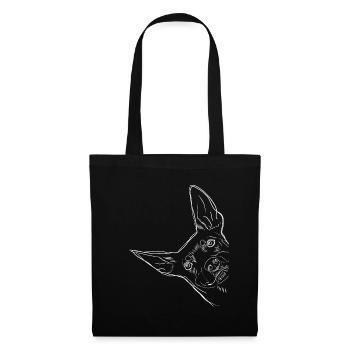 Chien canin nain curieux - Sac en tissu - noir - Devant