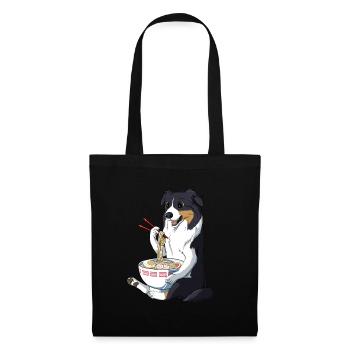 Anime japonais Ramen Australian Shepherd chien - Sac en tissu - noir - Devant