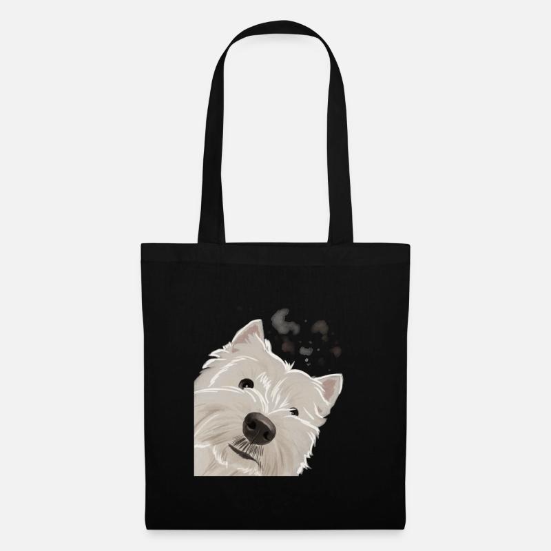 Neugieriger West Highland White Terrier Hund - Stoffbeutel - Schwarz