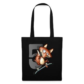 5e anniversaire patineur renard 5 ans - Sac en tissu - noir - Devant