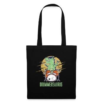 Drummer Dino Schlagzeuger Dinosaurier Schlagzeug - Stoffbeutel - Schwarz - Vorne