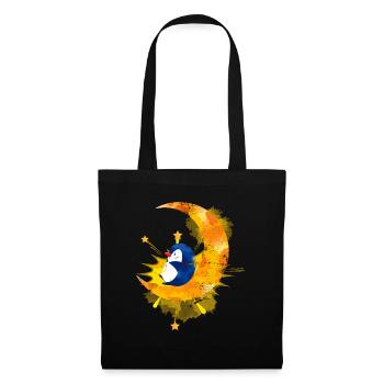Lune dormir animal motif pingouin - Sac en tissu - noir - Devant