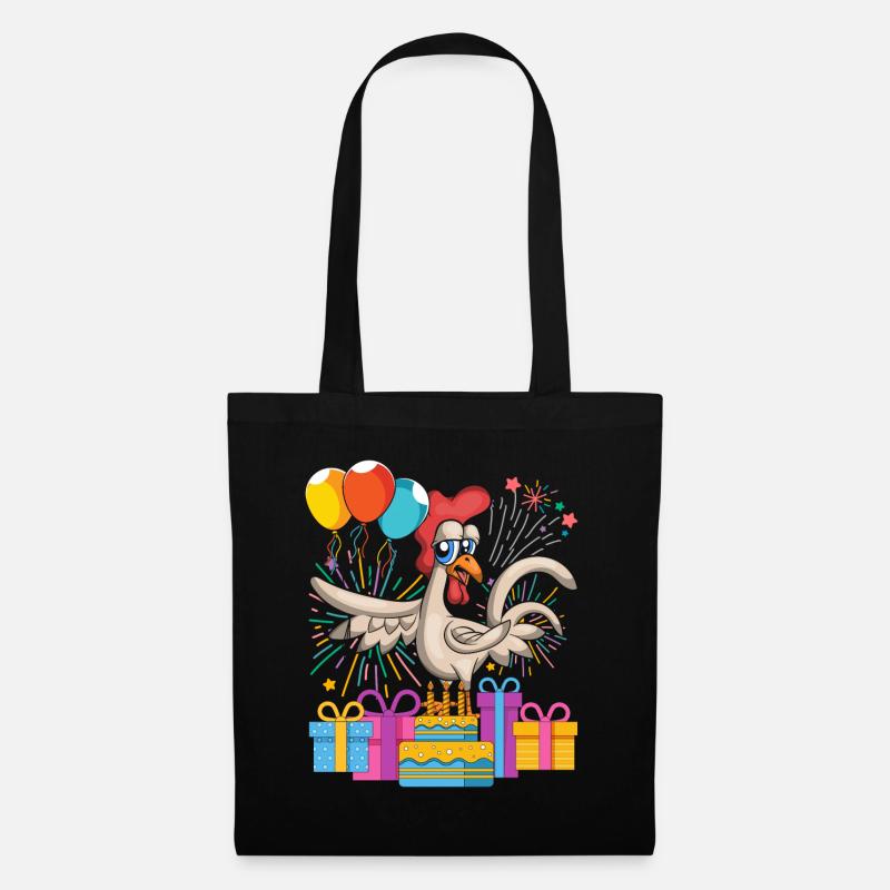 Kinder Geburtstag Geschenk Tier Hühner - Stoffbeutel - Schwarz