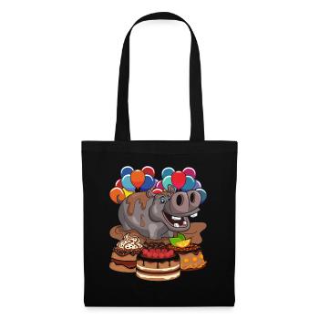 Enfants anniversaire cadeau animal hippopotame - Sac en tissu - noir - Devant
