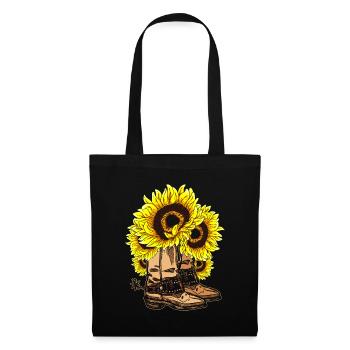 Western cowboy boots gift sunflower - Tote Bag - black - Front