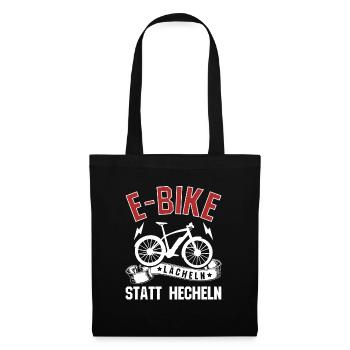 EBike elektrisches Radfahrer Lächeln statt hecheln - Stoffbeutel - Schwarz - Vorne