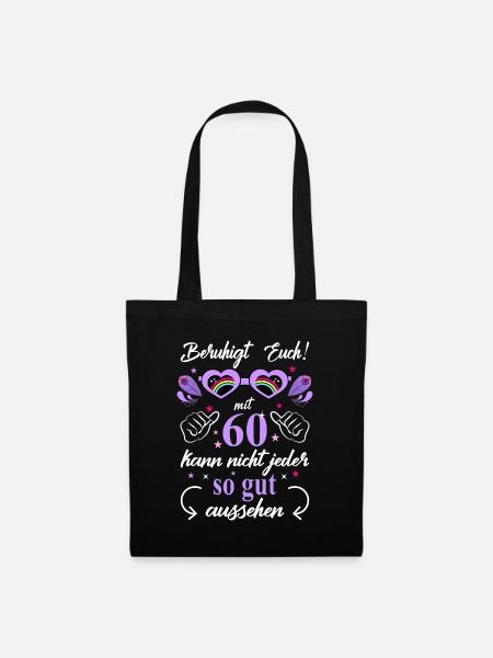 60. Geburtstag Frauen Geschenk beste Freundin - Stoffbeutel - Schwarz