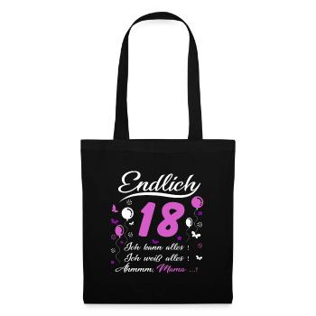 18 Geburtstag Mädchen Geschenk lustig 18. Ehrentag - Stoffbeutel - Schwarz - Vorne