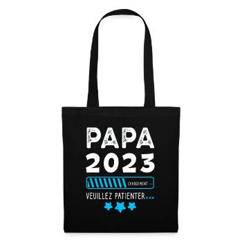 Papa 2023 - Cadeau Future Pére . - Sac en tissu - noir - Devant