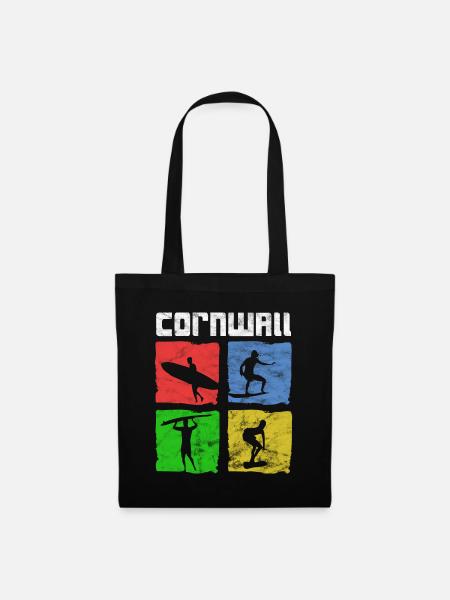 Surfing for Surfers Vintage Cornwall Gift Idea - Tote Bag - black