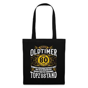 80 Geburtstag 80. Jubiläum 80 Ehrentag Geschenk - Stoffbeutel - Schwarz - Vorne
