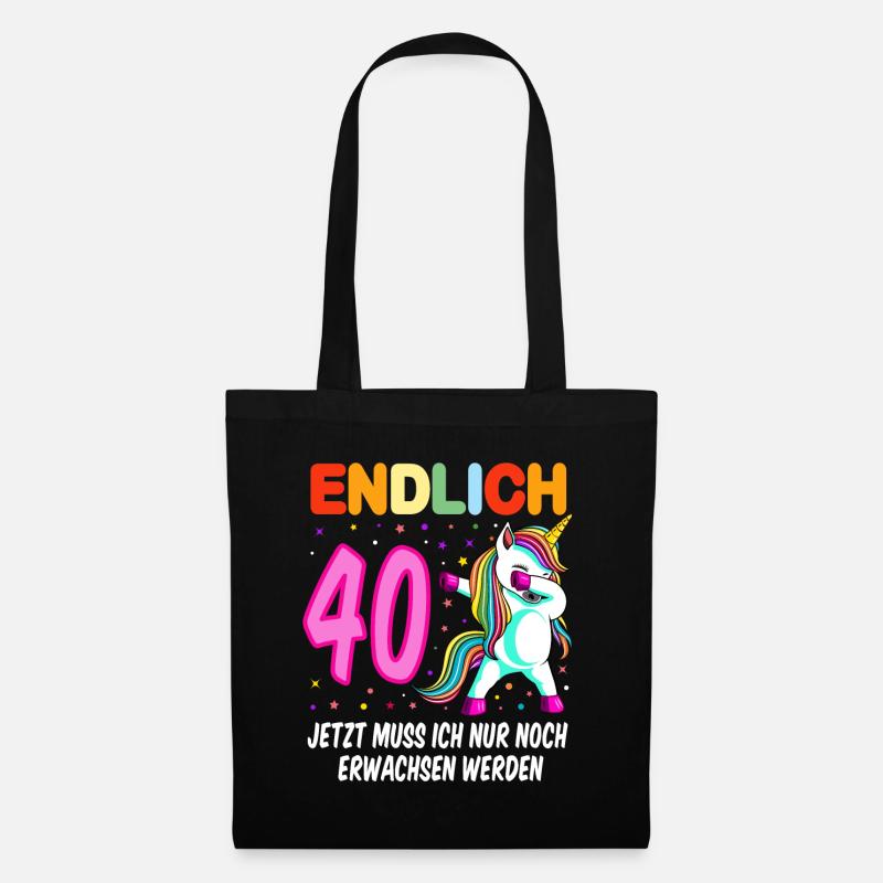 40. Geburtstag Einhorn 40 Jahre 40. Jubiläum Fun - Stoffbeutel - Schwarz