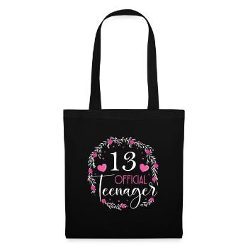 13 Geburtstag Mädchen Geschenk lustig 13. Ehrentag - Stoffbeutel - Schwarz - Vorne