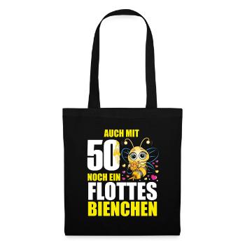 50 Geburtstag Frauen Geschenk lustig Biene Imker - Stoffbeutel - Schwarz - Vorne