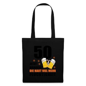 50 Geburtstag 50. Jubiläum 50 Ehrentag Bier Humor - Stoffbeutel - Schwarz - Vorne