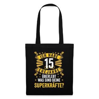 Hochzeitsgeschenke Partneroutfit 15. Hochzeitstag - Stoffbeutel - Schwarz - Vorne