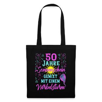 50 Geburtstag Frauen Geschenk 50 Jahre Geburtstag - Stoffbeutel - Schwarz - Vorne