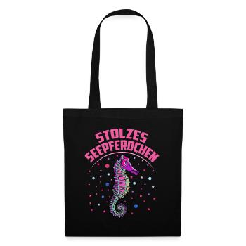 Seepferdchen Frühschwimmer Schwimmabzeichen Kinder - Stoffbeutel - Schwarz - Vorne