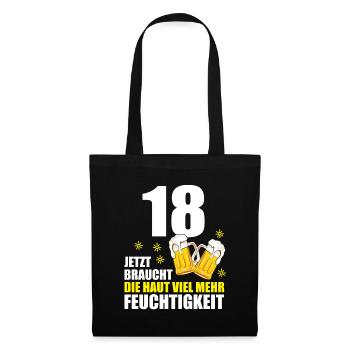 18 Geburtstag 18. Jubiläum 18 Ehrentag Bier Humor - Stoffbeutel - Schwarz - Vorne