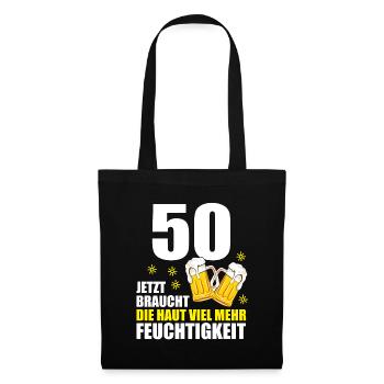 50 Geburtstag 50. Jubiläum 50 Ehrentag Bier Humor - Stoffbeutel - Schwarz - Vorne