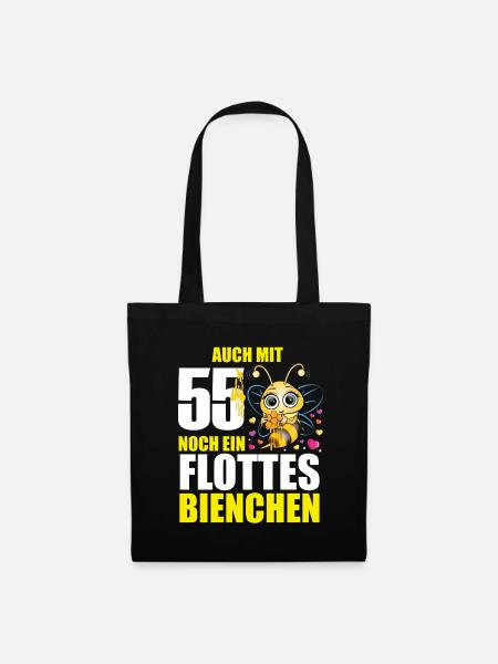 55 Geburtstag Frauen Geschenk lustig Biene Imker - Stoffbeutel - Schwarz