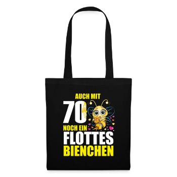 70 Geburtstag Frauen Geschenk lustig Biene Imker - Stoffbeutel - Schwarz - Vorne