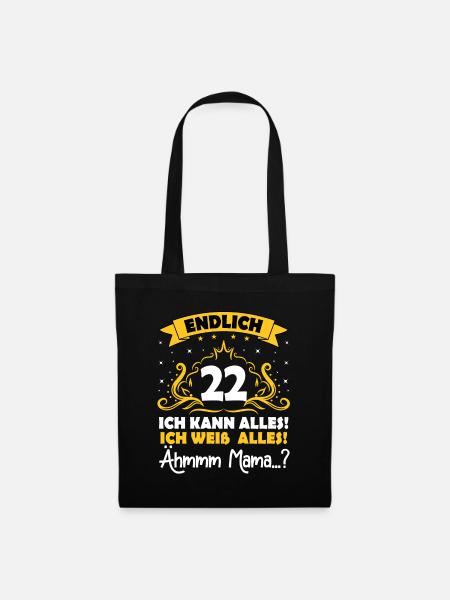 22 Geburtstag Mädchen Junge Fun Geschenk lustig - Stoffbeutel - Schwarz
