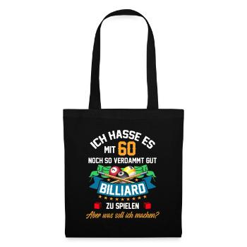 60. Geburtstag Billard Billardspieler Queue Fun - Stoffbeutel - Schwarz - Vorne