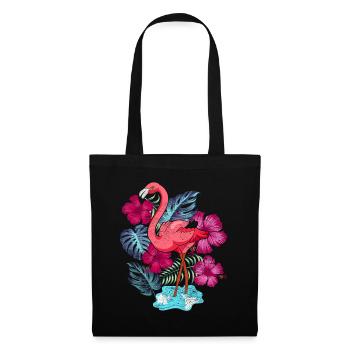 Tropischer Vogel Tierliebhaber Geschenk Flamingo - Stoffbeutel - Schwarz - Vorne