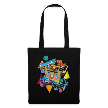 Retro 80s Gift Eighties Cassette de musique - Sac en tissu - noir - Devant