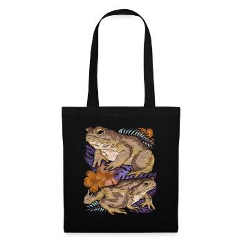 Amphibiens Animal Motif Cadeau Vintage Fleurs Crapaud - Sac en tissu - noir - Devant