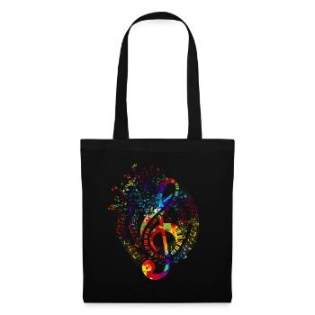 Notes de musique Cadeau de musique Clé colorée - Sac en tissu - noir - Devant