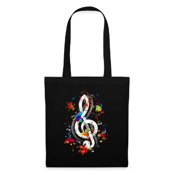Violon Coloré Clef Musique Clef - Sac en tissu - noir - Devant