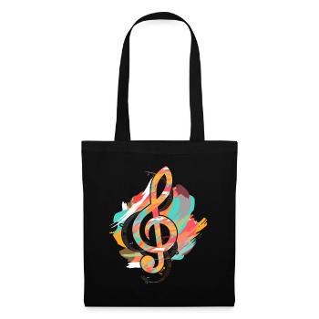 Violon Coloré Clef Musique Clef - Sac en tissu - noir - Devant
