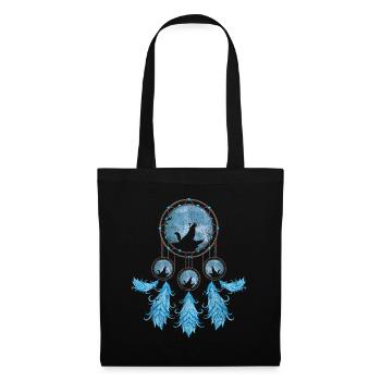 Gift Idea Feathers Dream Catcher Howling Wolf - Tote Bag - black - Front