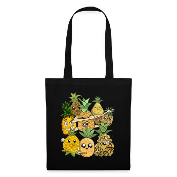Fruits d’été Fruits tropicaux Ananas - Sac en tissu - noir - Devant