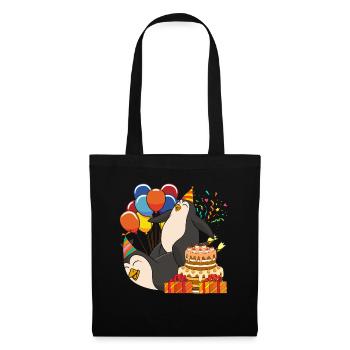 Cadeau de fête d’anniversaire Animal Penguin - Sac en tissu - noir - Devant