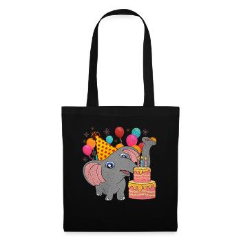Birthday Animal Gift Elephant - Tote Bag - black - Front