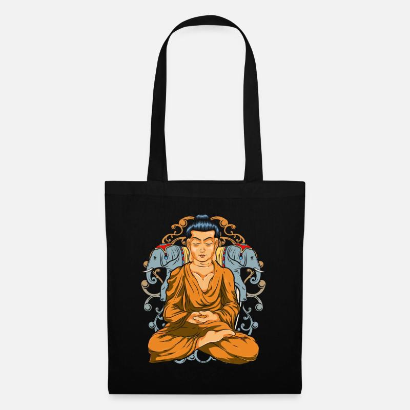 Hinduismus Geschenk Buddhismus Elefant Buddha - Stoffbeutel - Schwarz