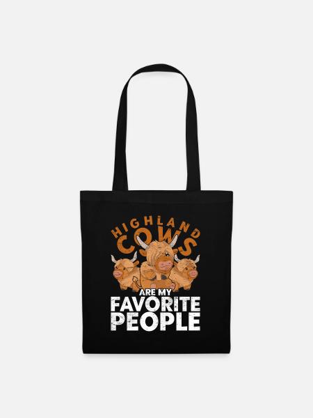 Animal Gift Funny Scottish Highland Cattle - Tote Bag - black