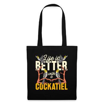 Oiseau Pet Idée cadeau Animaux Cockatiel - Sac en tissu - noir - Devant