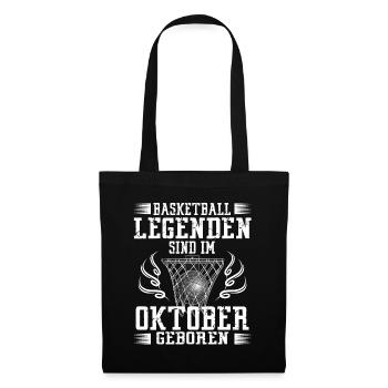 Oktober Geburtstag Geschenk Basketball Basketballe - Stoffbeutel - Schwarz - Vorne